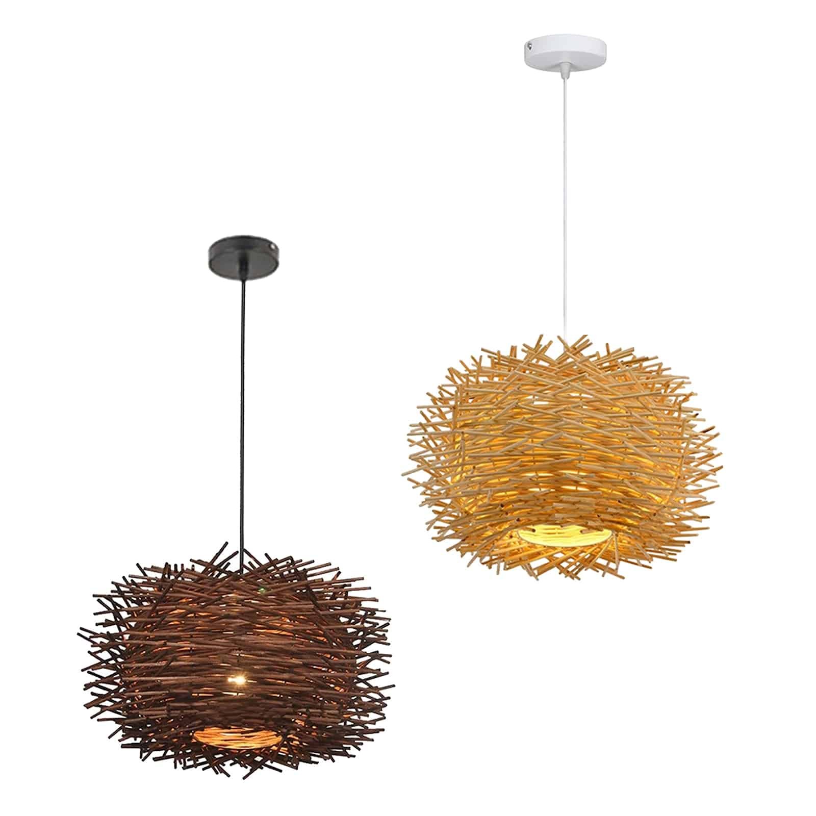 Plafonnier Suspendu Rotin Abat-Jour Rustique Naturel 1 Plafonnier Suspendu Rotin Abat-Jour Rustique Naturel