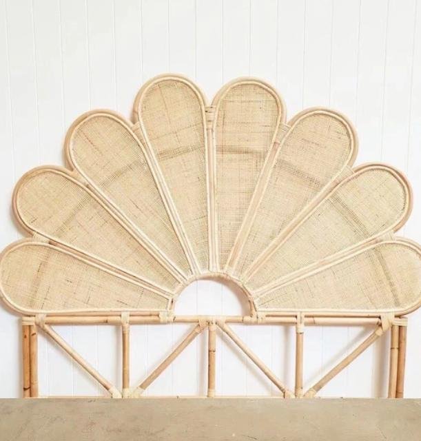 Tête De Lit Demi-Cercle Rotin Naturel Style Bohème Raffiné Chic 1 Tête De Lit Demi-Cercle Rotin Naturel Style Bohème Raffiné Chic