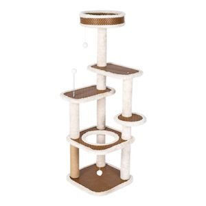 Arbre À Chat En Rotin Douillet Avec Plateformes En Fourrure
