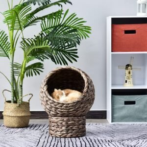 Arbre À Chat Tressé En Rotin Naturel Élégant Et Pratique