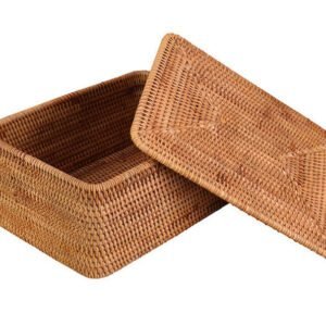 Coffre À Jouets En Rotin Naturel Avec Couvercle De Rangement