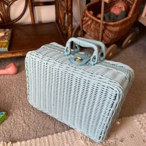 Coffre À Jouets Rotin Bleu Style Valise Rétro Pratique Et Solide