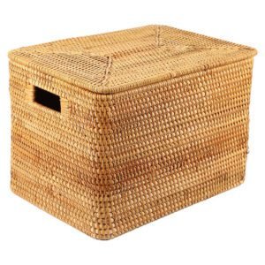 Grande Malle De Rangement En Rotin Tissé Avec Poignées 9 Grande Malle En Rotin Tisse Avec Poignees 4.jpg