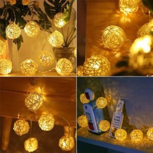 Guirlande Lumineuse En Rotin Ronde Effet Bohème Décorative Chic