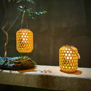 Lanterne Rotin Solaire Au Design Épuré Pour Jardin Et Terrasse