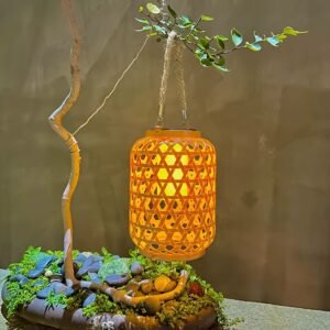 Lanterne Rotin Solaire Au Design Épuré Pour Jardin Et Terrasse