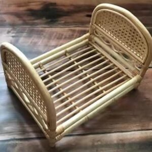 Lit Bébé Petit Format Style Vintage En Rotin Naturel Pour Chambre