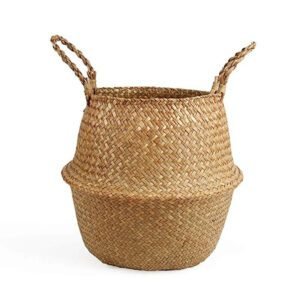 Panier Osier Fleuri Avec Poignées Rembourrées Pour Décoration