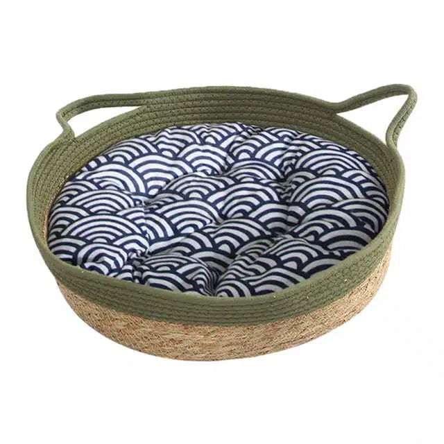Panier Vert En Rotin Pour Chien