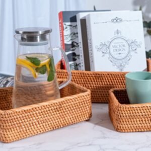 Plateau En Rotin Grand Format À Poignées Intégrées Pour Service
