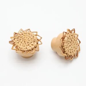 Poignées Meuble Rotin Lot De 2 Motif Fleur Raffiné