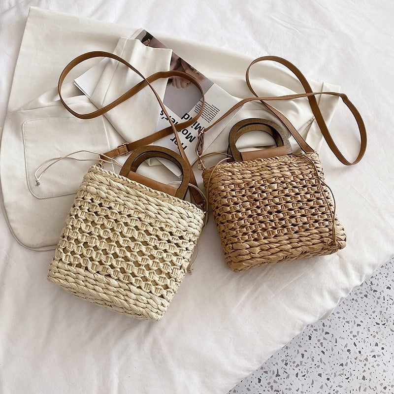 Sac À Bandoulière Tissé Rétro Élégant Pour Femmes Anse En Bois 6 Sac À Bandoulière Tissé Rétro Élégant Pour Femmes Anse En Bois