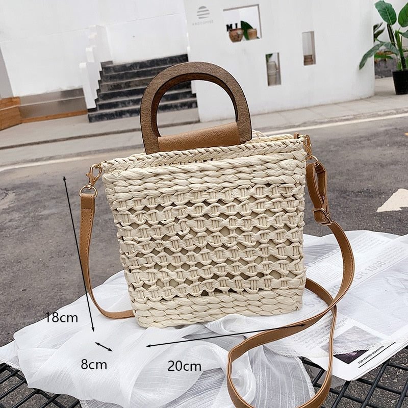 Sac À Bandoulière Tissé Rétro Élégant Pour Femmes Anse En Bois 9 Sac À Bandoulière Tissé Rétro Élégant Pour Femmes Anse En Bois