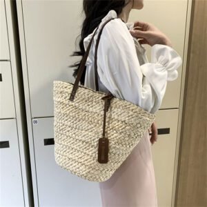 Sac À Main Bohème En Paille Tressée Élégant Estival Pour Femme