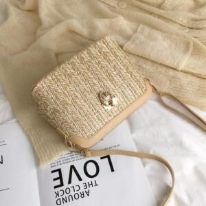 Sac A Main De Plage Beige En Rotin A Chaines Pour Femme 2.jpg