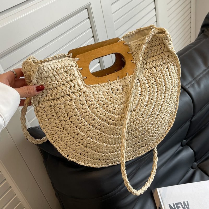 Sac À Main Rotin Poignée En Bois Élégant Pour Femme Style Bohème 4 Sac À Main Rotin Poignée En Bois Élégant Pour Femme Style Bohème