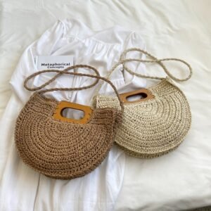 Sac À Main Rotin Poignée En Bois Élégant Pour Femme Style Bohème 10 Sac À Main Rotin Tressé Poignée Bois Élégante Pour Femmes Chic