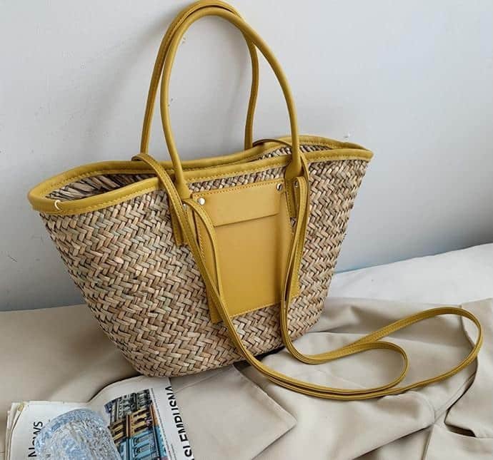 Sac D'Été En Paille Grande Capacité Jaune Élégant Fait Main Femme 1 Sac D Ete En Paille De Grande Capacite Fait A La Main Jaune Pour Femmes.jpg