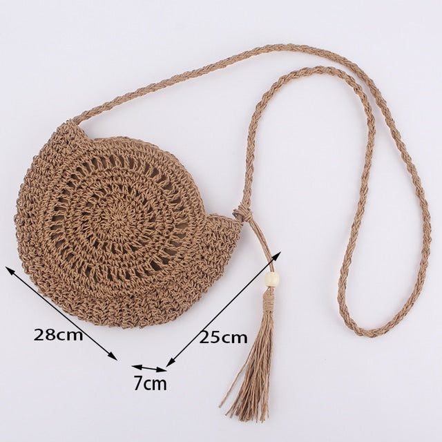 Sac Rond En Paille Souple Pour Femme Bohème À Anse Tressée 6 Sac Rond En Paille Souple Pour Femme Bohème À Anse Tressée