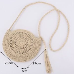 Sac Rond En Paille Souple Pour Femme Bohème À Anse Tressée 13 Sac Rond En Paille Souple Pour Femme Bohème À Anse Tressée