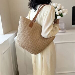 Sac Tressé À Grandes Anses Style Bohème Pour Femmes