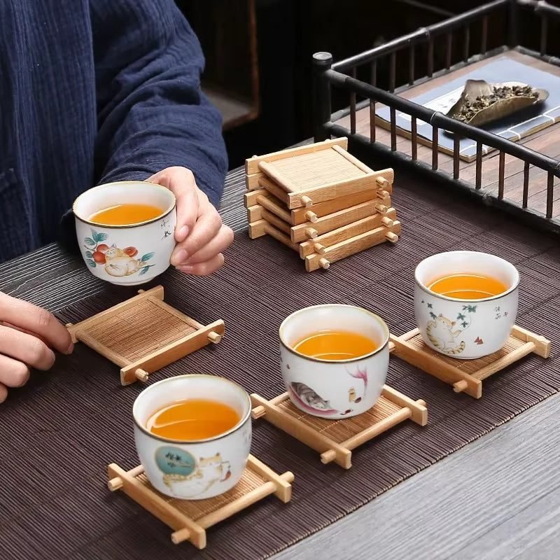 Set De Table En Bambou Pour Verre Élégant 3 Set De Table En Bambou Pour Verre Élégant