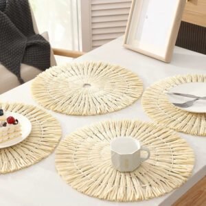 Set De Table En Paille Tressée Au Charme Champêtre Élégant 5 Set Table Effet Paille Creatif Pastoral3.jpg