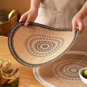 Set De Table Bohème Rond À Effet Paille Naturel 4 Set Table Effet Paille Rond Style Boheme3.jpg