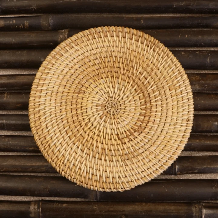 Set Table Rotin Rond Style Pastoral 01