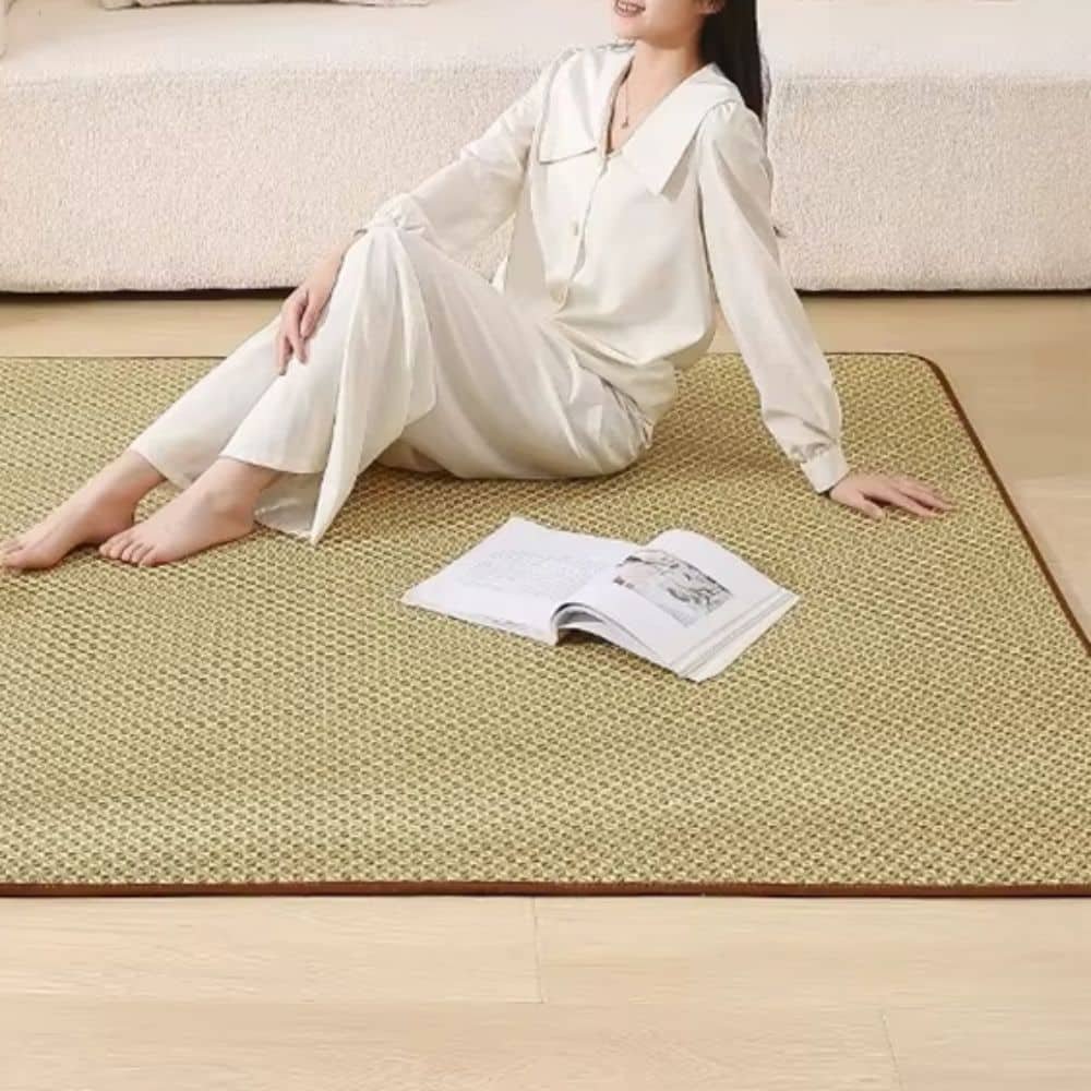 Tapis Rotin Carré À Motifs Bohèmes Élégant Naturel Pour Salon 2 Tapis Rotin Carre Motifs1.jpg