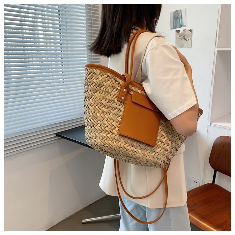 Sac De Plage En Rotin Tissé Marron Style Bohème 2 Sac De Plage Marron En Rotin Tisse 4.jpg