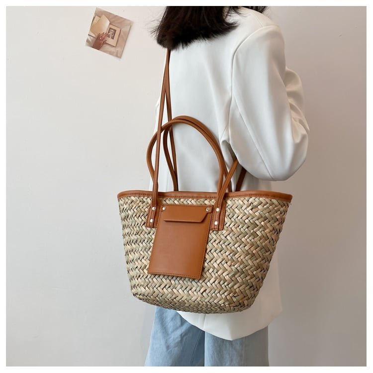 Sac De Plage En Rotin Tissé Marron Style Bohème 4 Sac De Plage Marron En Rotin Tisse 5.jpg