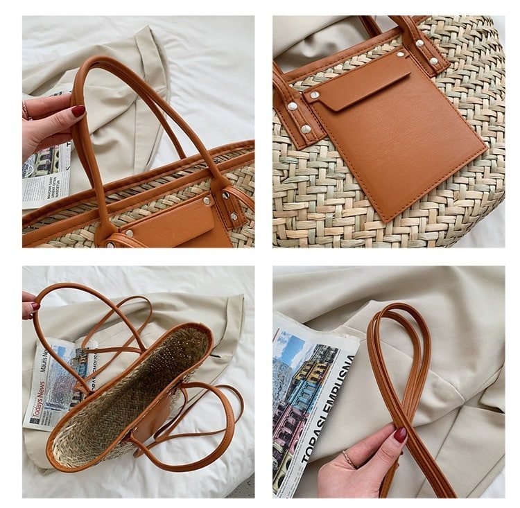 Sac De Plage En Rotin Tissé Marron Style Bohème 6 Sac De Plage Marron En Rotin Tisse 8.jpg