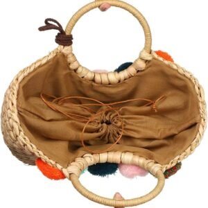 Sac Tissé Rotin À Pompons Style Bohème Authentique 8 Sac Tisse Style Rotin A Pompons 4.jpg